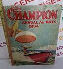 Livre rigide vintage The Champion Annual pour garçons 1934 bon état