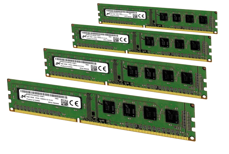 Micron 16 GB 4x 4GB RAM DDR3L 1866MHz 14900U 240pin CL13 | MT8KTF51264AZ-1G9P1 - Bild 1 von 1