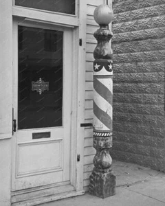 Lucky Tiger Barber Pole Vintage 8" -10" B&W Photo Reprint - Picture 1 of 1