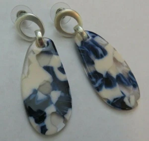 Time and Tru Fashion Ohrringe baumeln bunt blau weiß Mosaik - Bild 1 von 4