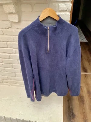 Hathaway 1/4 Zip pullover Blue Cotton Sweater  Large L Foto 1 de 4