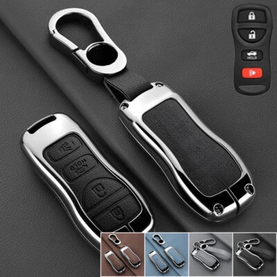 Zinc Alloy Leather Car Key Fob Case Cover For Nissan Altima Murano Titan Armada Foto 1 de 4