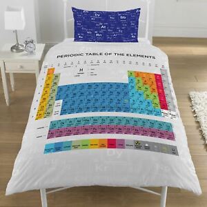 Periodic Table Single Duvet Cover and Pillowcase Set Reversible Kids Bedding