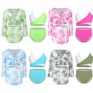 Girls Swimwear Surfing Swimsuit Beach Bathing Suit Bathing 4 Piece Bikini Pool - Picture 1 of 56