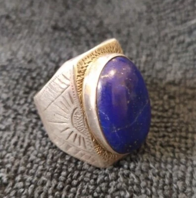 anello in argento 925 egiziano lapis unisex  - Immagine 1 di 4