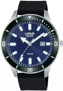 Lorus Men's Solar Watch with Blue Dial and Black Strap RX319AX9 - Picture 1 of 3