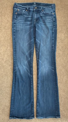 Pantalones de mezclilla 7 For All Mankind para mujer 28 tiro bajo corte boot elástico Y2K bigotes Foto 1 de 4