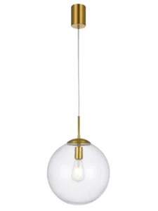 Lampadario a sospensione moderno ottone con sfera in vetro trasparente RD-0682 - Foto 1 di 2