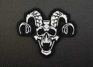 Premium bestickter Schädel Ram Moral Patch Satan Schädel 666 dämonischer Teufel - Bild 1 von 2