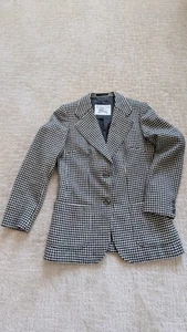 Vintage 70s Burberry Houndstooth Women Blazer - Picture 1 of 11