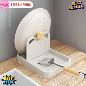 Kitchen Pot Lid Rack Multipurpose Spatula & Ladle Stand Heat-Resistant Organizer - Picture 1 of 9