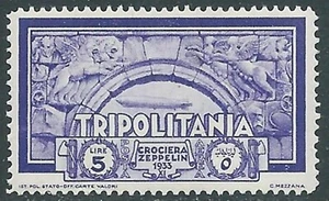 1933 TRIPOLITANIEN LUFTPOST ZEPPELIN 5 LIRE POSTFRISCH ** - P27-3 - Bild 1 von 1