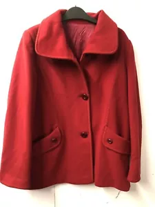 Fashion Sa Cashmere & Wool Red Coat Size Eur 46 - Picture 1 of 6