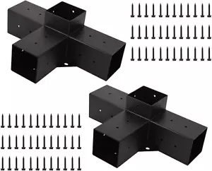 2Pcs Pergola Brackets 4 Way Wood Pergola Kit for Patio Canopies Garden Gazebos B - Picture 1 of 12