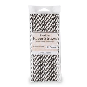 CEG Paper Straws, Black & White Striped (051159) - Picture 1 of 4