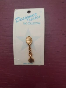 Designer Series Tac Collection - Gold Color Tennis Ball & Racket Pin - Picture 1 of 4