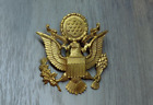 WWI US Army Military Officer Hat Cap Badge American Eagle Pin Gold Color Brass