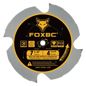 FOXBC Lame per Seghetto 7-1/4 Pollici 4T PCD Fibra Cemento Punta per Seghetto TCG con Perno 5/8  - Foto 1 di 4