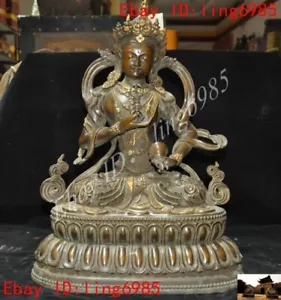 Old Tibet Buddhism pure purple bronze Avalokiteshvara Buddha goddess statue - Picture 1 of 12