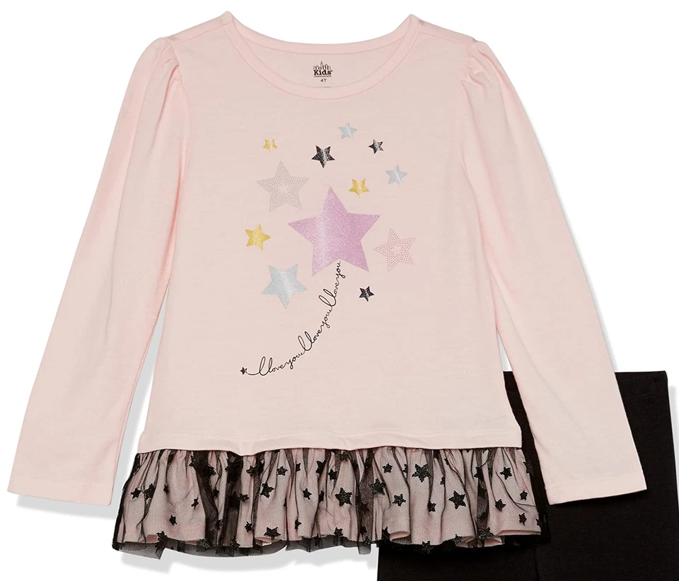 Kids Headquarters Girls Sparkle Graphic Long Sleeve Top ONLY Pink Size 5 DEFECT - Image 1 of 2