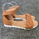Tahari Melissa Sandal Brown Faux Leather Braided Hook And Loop  Women’s Size 5