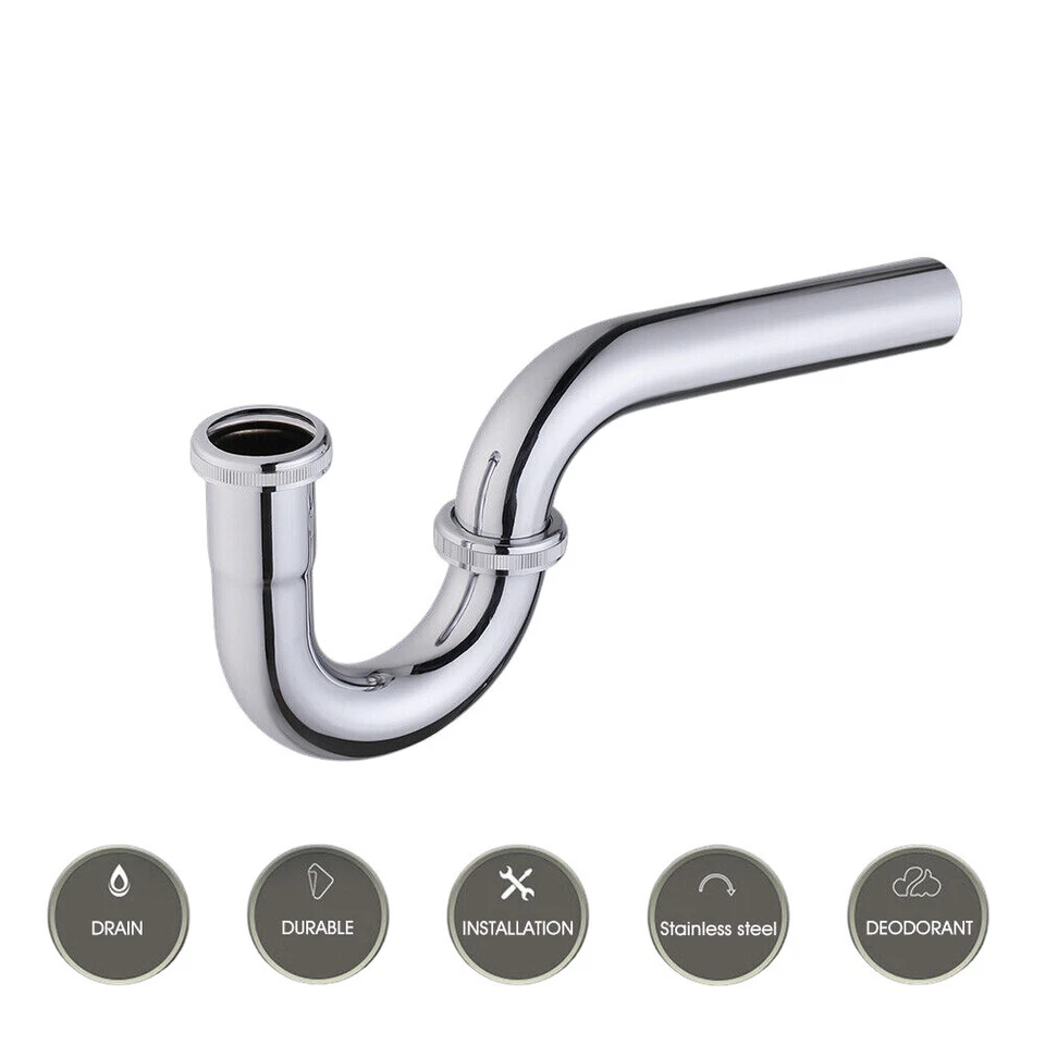 KIRCHHOFF Metall 1 1/4" 32mm Röhrensiphon für Waschtisch - Chrom