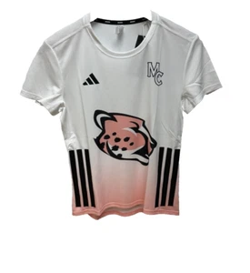 Adidas Running Shirt Donna Small Bianco Rosa Ghepardo Adizero Activewear Palestra Nuova con etichette - Foto 1 di 11