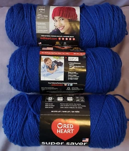 Garnpaket (3) Red Heart Super Saver Royalblau #4 Kammgarn Acryl - 21 Unzen Gesamt - Bild 1 von 2