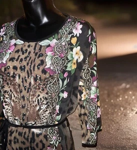 Leopard Print Brown Mix, Sequin Tunic/ Dress Size M/L - Picture 1 of 12