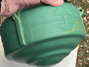 Antique Celadon Matte Green Roseville Hanging Planter Basket Vase 36565 Planter - Picture 1 of 13