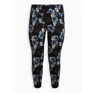 Torrid SCHÄDEL Rose PIXIE zum Anziehen Größe 1X HOSE Ponte STRETCH kurz SKINNY Goth EMO - Bild 1 von 11