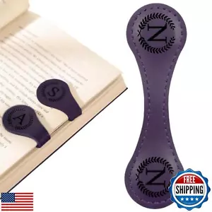 Purple Personalized Magnetic Leather Bookmarks with Initial, 26 Letters Custo - Picture 1 of 5