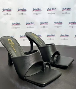 Womens High Heel Open Toe Black Mule NIB - Picture 1 of 5