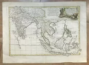 SOUTHEAST ASIA 1771 BONNE LATTRE LARGE ANTIQUE MAP IN COLORS 18TH CENTURY - Picture 1 of 7