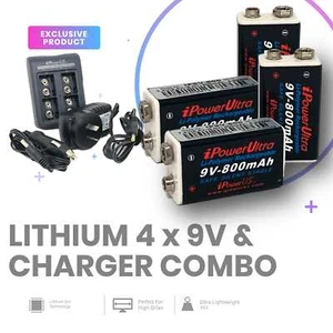 iPOWER 9V Combo Comes With 4 x 9V and 1 x 9V Charger - Picture 1 of 1