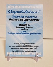 2022 Stadium Club Chrome Bobby Witt Jr. Auto Autograph Redemption SCCUA-BW