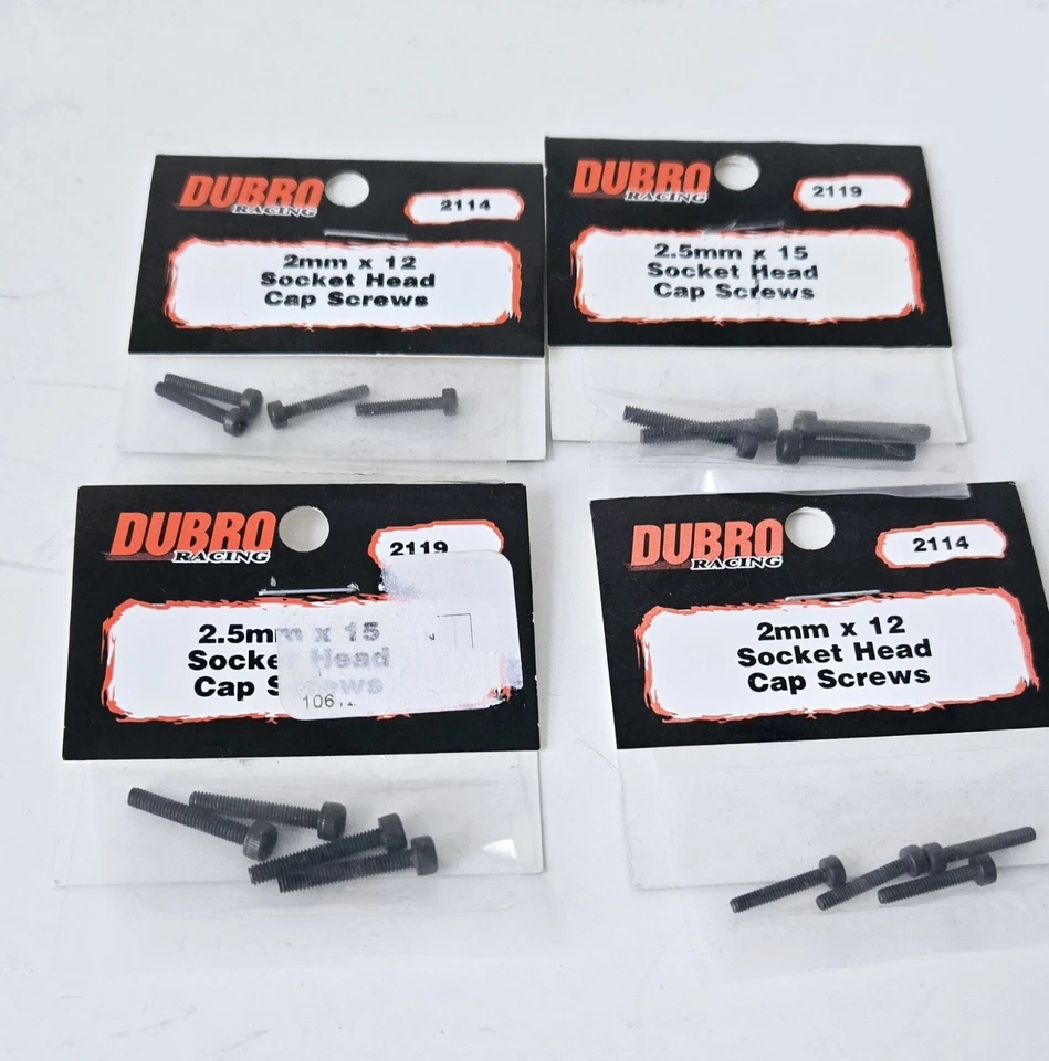 Dubro racing 2mm socket head cap screws 2 sets of 2x12 2 sets of 2x15 - Image 1 of 1