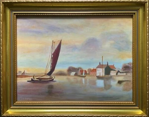 Pintura al óleo de paisaje marino contemporáneo de British School - Navegando por el estuario - Imagen 1 de 12