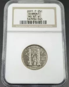 2001 P Vermont State Statehood Quarter Coin MS67 W White! NGCl Nice Coin - Picture 1 of 2