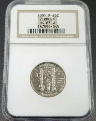 2001 P Vermont State Statehood Quarter Coin MS67 W White! NGCl Nice Coin - Image 1 of 2