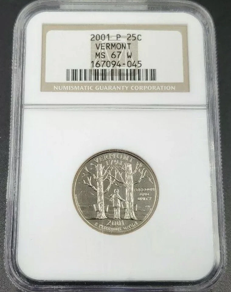 2001 P Vermont State Statehood Quarter Coin MS67 W White! NGCl Nice Coin - Image 1 of 2