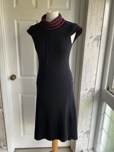 Saint James Wollmischung schwarz Trichterausschnitt Hi-Lo Kleid Größe 8 - Bild 1 von 4