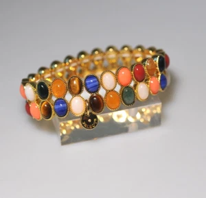Talbots Classic double row cab Bracelet colorful spring summer 6.5" Stretch RB - Picture 1 of 8