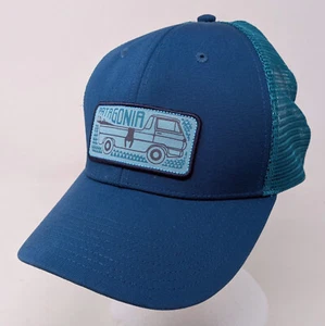 Patagonia Pickup Lines Surf Mid Crown Trucker Hat Blue Teal Mesh Snapback - Picture 1 of 6