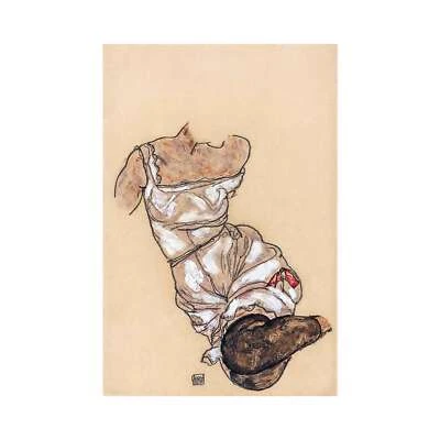 Egon Schiele, Lingerie & Black Stockings, 1917, Lustre Canvas Print, 16" x 24" Foto 1 de 4