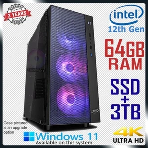 Intel 12th Gen Gaming PC 64GB RAM Computer SSD+3TB Home & Office Desktop Core i7 - Picture 1 of 7