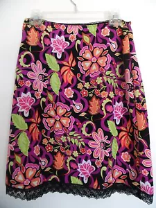 XHILARATION  Floral Lace trim Hawaiian Casual  Skirt Sz M EUC - Picture 1 of 3