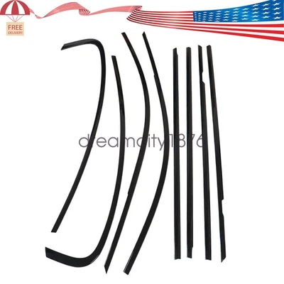 8X Para BMW Serie 5 G30 18-23 Moldura Ventana Marco Tiras Borde Cubierta Acero Negro Foto 1 de 4