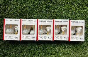 IKEA RYET LED bulb E12 200 lumen 2W 2700k, chandelier/twisted clear,10 bulbs set - Picture 1 of 6