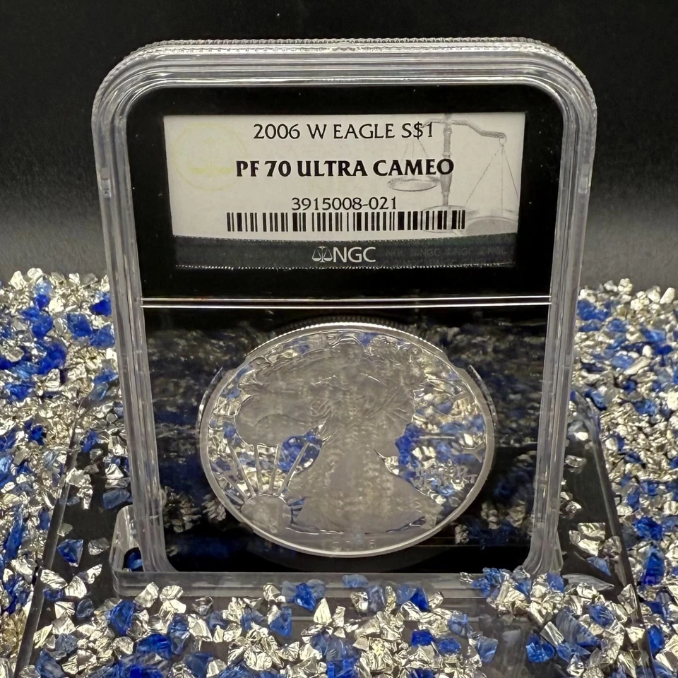 Proof 2006 W $1 Silver Eagle NGC PF70UC Classic Blue Label Black Core Spotless! - Image 1 of 4